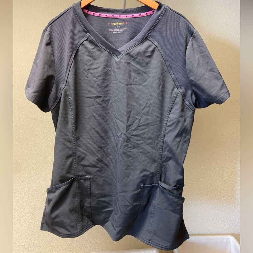 Large Gray HeartSoul Scrubs Top
